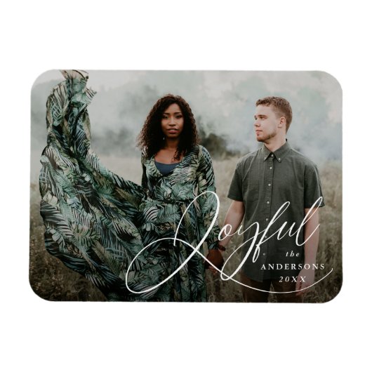 Joyful Eleganceスクリプトホリディフォト マグネット (横)