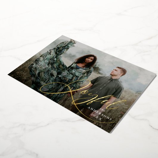 Joyful Elegance Script Photo 箔シーズンカード (回転した状態)