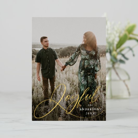 Joyful Elegance Script Photo 箔シーズンカード (立ち正面)