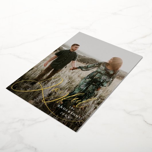 Joyful Elegance Script Photo 箔シーズンカード (回転した状態)