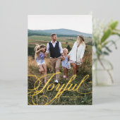 Joyful Elegant Calligraphy Family Photo 箔シーズンカード (立ち正面)