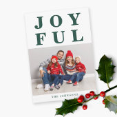 Joyful Emerald モダン Green Photo Christmas シーズンカード