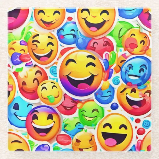 Joyful Emotion カラフル Art絵画: ガラスコースター (正面)