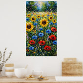 Joyful Expressionist Vibrant Wildflower Sunflower  ポスター (キッチン)