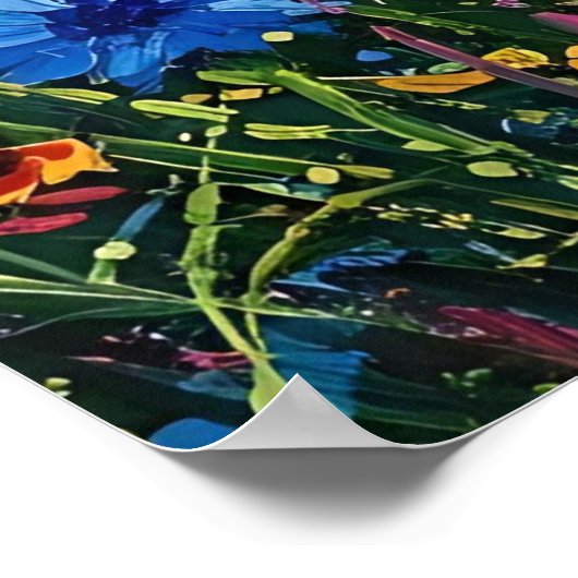 Joyful Expressionist Vibrant Wildflower Sunflower  ポスター (角)