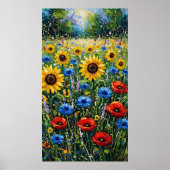 Joyful Expressionist Vibrant Wildflower Sunflower  ポスター (正面)