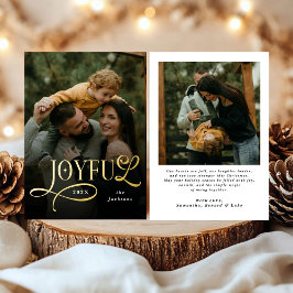 Joyful Family 2 Photo Christmas 箔シーズンカード