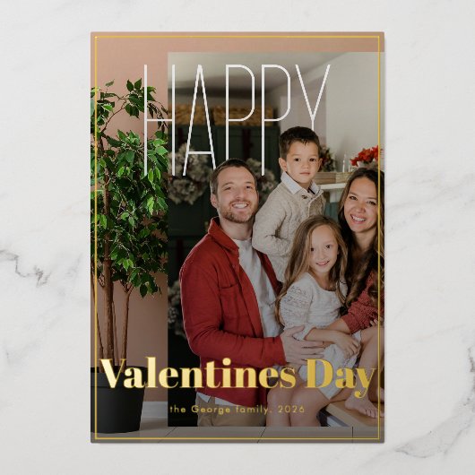 Joyful Family Holiday PhotoPop Holiday Card 箔シーズンカード (正面)