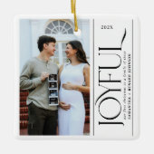 Joyful Family of Three Pregnancy Photo セラミックオーナメント (正面)