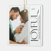 Joyful Family of Three Pregnancy Photo Ceramic セラミックオーナメント (左)