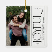 Joyful First Christmas Engaged Couples Photo セラミックオーナメント (裏面)