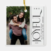 Joyful First Christmas Engaged Couples Photo セラミックオーナメント (正面)