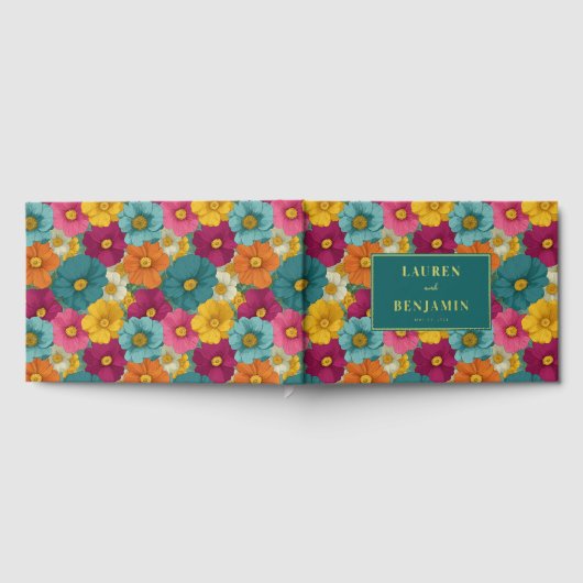 Joyful Floral Abstract Celebration ゲストブック (全面)