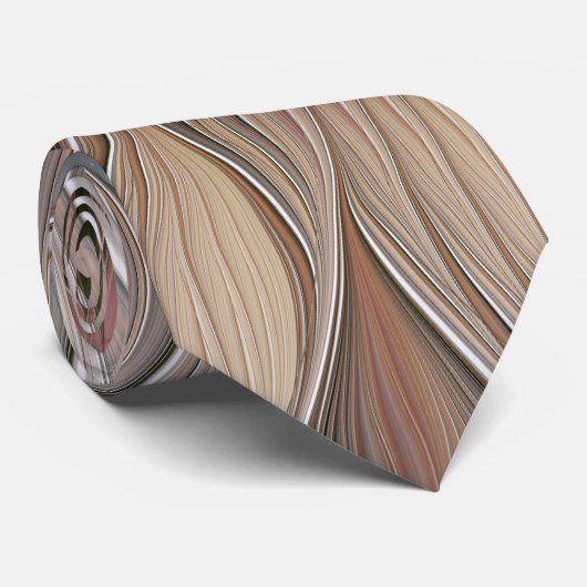 Joyful Flower Abstract Beige Brown Floral Fractal ネクタイ (ロール)