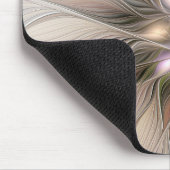Joyful Flower Abstract Beige Brown Floral Fractal マウスパッド (コーナー)
