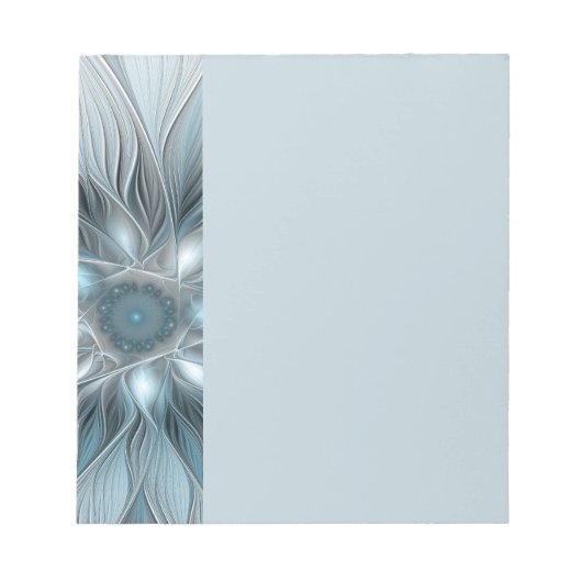 Joyful Flower Abstract Blue Gray Floral Fractal ノートパッド (正面)