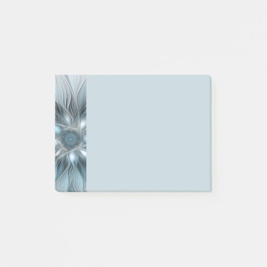 Joyful Flower Abstract Blue Gray Floral Fractal ポストイット (正面)