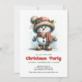 Joyful funny snowman invite festive party digital 招待状 (正面)