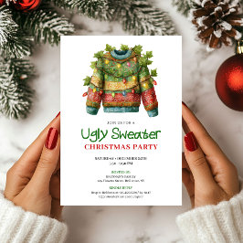 Joyful Funny Ugly Sweater Christmas Invite 招待状