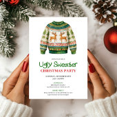 Joyful Funny Ugly Sweater Holiday Party Card 招待状
