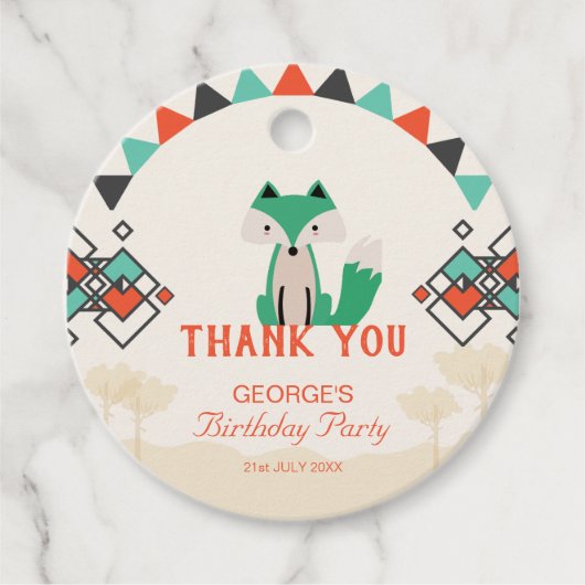 Joyful Geometric Shapesトライバルキツネありがとう フェイバータグ (正面)