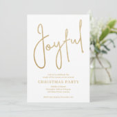 JOYFUL Gold Faux Foil on White Christmas Party 招待状 (スタンド正面)