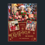 Joyful Gold Frame Modern Script 3 PHOTO Greeting ポストカード<br><div class="desc">Joyful Gold Frame Modern Script 3 PHOTO Greeting Postcard.</div>