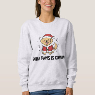 Joyful Golden Retriever Dog Santa Outfit Christmas スウェットシャツ