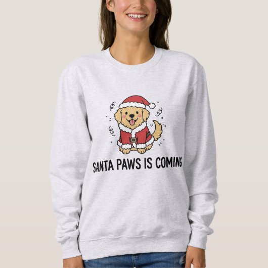 Joyful Golden Retriever Dog Santa Outfit Christmas スウェットシャツ (正面)