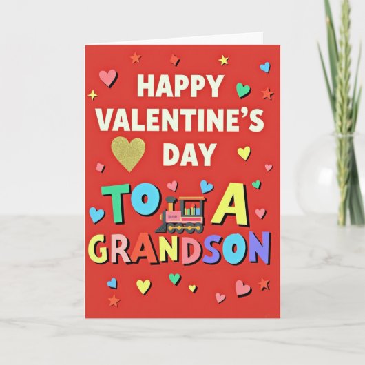 Joyful Grandson Valentines Day Card カード (正面)