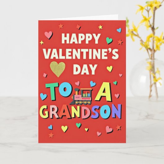 Joyful Grandson Valentines Day Card カード (黄色い花)