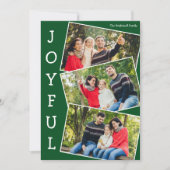Joyful Green 3家族フォトコラージクリスマス シーズンカード (正面)