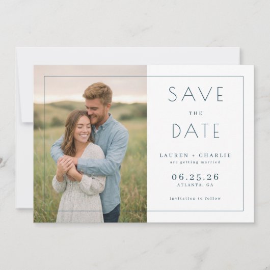 Joyful Green Minimalist Photo セーブザデート (正面)