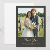 Joyful Green Rustic Photo サンキューカード (正面/裏面)