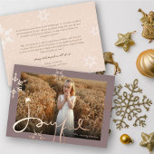 Joyful Hand Drawn Script Geometric Snowflake写真 箔シーズンカード