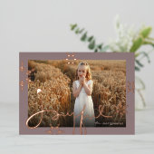 Joyful Hand Drawn Script Geometric Snowflake写真 箔シーズンカード (立ち正面)