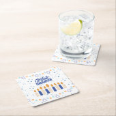 Joyful Hanukkah スクエアペーパーコースター (インサイチュ)