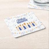 Joyful Hanukkah スクエアペーパーコースター (アングル)