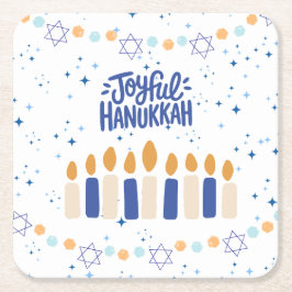Joyful Hanukkah スクエアペーパーコースター