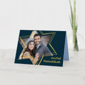 Joyful Hanukkah Star of David Photo Frame 箔シーズンカード (正面)
