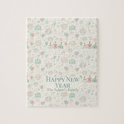 Joyful Happy New Year 2026 Kids Custom Name ジグソーパズル (縦)