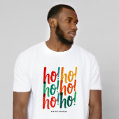 Joyful Ho Ho Ho Red Green Christmas Brush Script Tシャツ