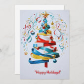 Joyful Holidayクリスマスツリー：グリーティングカード シーズンカード (正面/裏面)