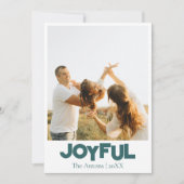 Joyful Holiday Family Photo Transformative Teal シーズンカード (正面)