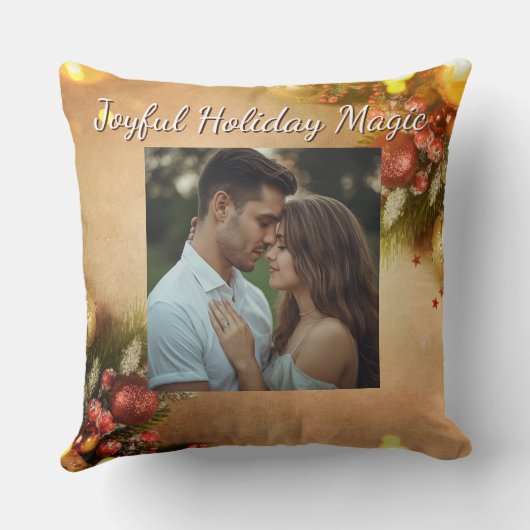 Joyful Holiday Magic Pillow Christmas Throw  クッション (裏面)