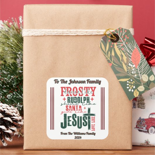 Joyful Holiday Sticker for Christmas スクエアシール (クリスマス)