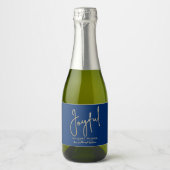 JOYFUL Holiday Wishes Gold on Blue スパークリングワインラベル (正面)