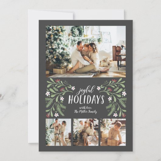 Joyful Holidaysフォトクリスマスカード シーズンカード (正面)