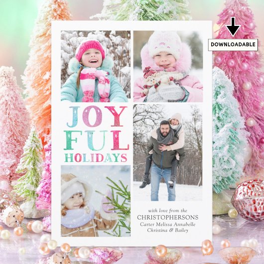JOYFUL HOLIDAYS 4写真パステルカラフル シーズンカード