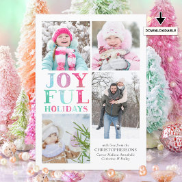 JOYFUL HOLIDAYS 4枚の写真 パステルカラー シーズンカード